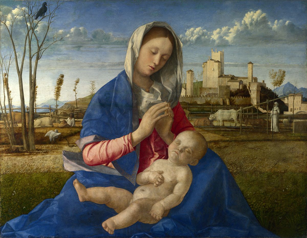 Bức  “Đức Mẹ trên thảo nguyên” (The Madonna of the Meadow), Bellini vẽ năm 1500, khổ 86 x 67cm.